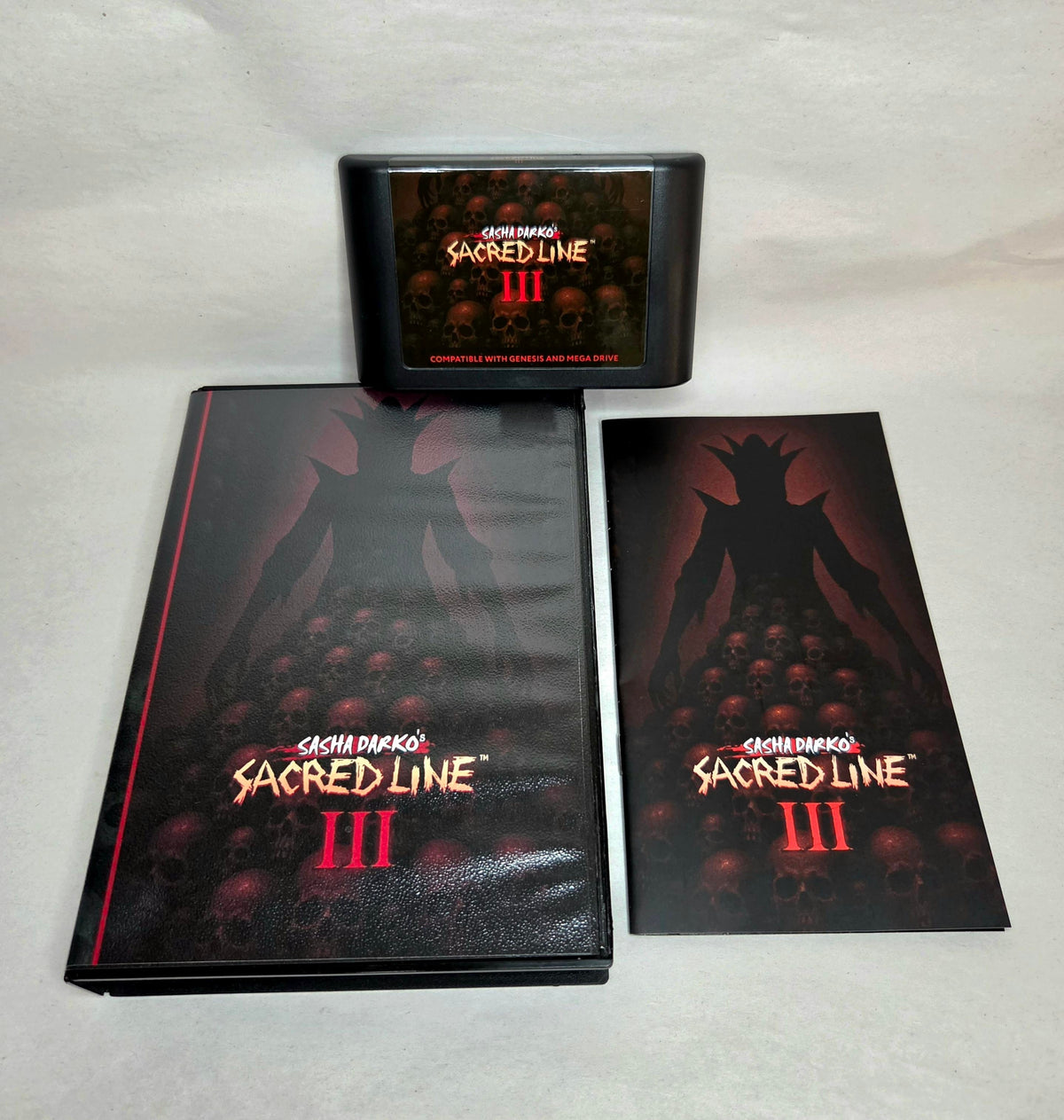 Sacred Line Genesis Collection - box, cartridge, and manual